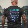 Cousin Of The Birthday Mermaid Theme Party Squad Security Mens Back Print T-shirt Gifts for Old Men