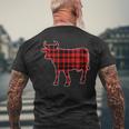 Cow Buffalo Plaid Costume Cow Lover Xmas Men's Back Print T-shirt Gifts for Old Men