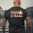 Creep It Real Halloween Groovy Vintage Funny Ghost Halloween IT Funny Gifts Mens Back Print T-shirt Gifts for Old Men