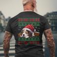 Cute Beagle Dog Lover Santa Hat Ugly Christmas Sweater Men's T-shirt Back Print Gifts for Old Men