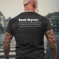 Cute Book Worm Definition | Funny Librarian Book Dragon Mens Back Print T-shirt Gifts for Old Men