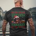 Cute Dachshund Dog Lover Santa Hat Ugly Christmas Sweater Men's T-shirt Back Print Gifts for Old Men
