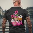 Cute Ghosts And Pink Ribbon Pumpkins Breast Cancer Awareness Men's T-shirt Back Print Gifts for Old Men