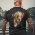 Cute Golden Retriever Puppy Dog Breaking Through Mens Back Print T-shirt Gifts for Old Men