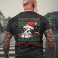 Cute Shih Tzu Dog Lover Santa Hat Ugly Christmas Sweater Men's T-shirt Back Print Gifts for Old Men