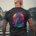 Cyberpunk Dragon Retro Futuristic Outrun Synthwave Men's T-shirt Back Print Gifts for Old Men