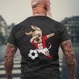 Dabbing Dog Peru Soccer Fans Jersey Peruvian Flag Football Men's T-shirt Back Print Gifts for Old Men