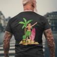 Dabbing Hawaiian Girl Summer Vacation Hawaii Pineapple Palm Mens Back Print T-shirt Gifts for Old Men