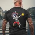 Dabbing Skeleton Pirate & Softball Ball Halloween Costume Men's T-shirt Back Print Gifts for Old Men