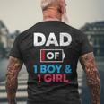 Dad Of 1 Boy And 1 Girl Battery Low Daddy Fathers Day Gift Mens Back Print T-shirt Gifts for Old Men