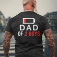 Dad Of 2 Boys Battery Low Gift From Son Fathers Day Mens Back Print T-shirt Gifts for Old Men