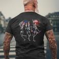 Dancing Skeleton American Flag 4Th Of July Dancing Funny Gifts Mens Back Print T-shirt Gifts for Old Men