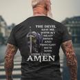 The Devil Saw My Head And Thought He'd Won Until I Said Amen Men's T-shirt Back Print Gifts for Old Men