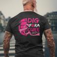 Dig For A Cure Breast Cancer Awareness Volleyball Pink Mens Back Print T-shirt Gifts for Old Men