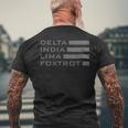 Dilf Delta India Lima Foxtrot Military Alphabet Men's Back Print T-shirt Gifts for Old Men