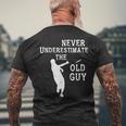Disc Golf Never Underestimate The Old Guy Frolf Tree Golfing Men's T-shirt Back Print Gifts for Old Men