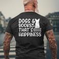 Dogs & Books Thats Happiness Reading Books Dog Owner Reading Funny Designs Funny Gifts Mens Back Print T-shirt Gifts for Old Men