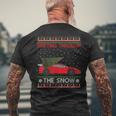 Drifting Through The Snow Ugly Christmas Sweater Tree Car Men's T-shirt Back Print Gifts for Old Men