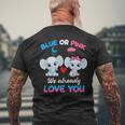 Elephant Baby Pink Or Blue We Already Love You Gender Reveal Men's Back Print T-shirt Gifts for Old Men