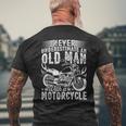 Fathers Day Bday Never Underestimate An Old Man Motorcycle Mens Back Print T-shirt Gifts for Old Men