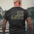 I Fix Stuff And I Know Things Handyman Handy Dad Fathers Day Men's Back Print T-shirt Gifts for Old Men