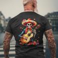 Floral Guitar Dia De Los Muertos Cute Mariachi Day Of Dead Men's T-shirt Back Print Gifts for Old Men