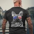 French Bulldog 4Th Of July Merica American Flag Mens Back Print T-shirt Gifts for Old Men