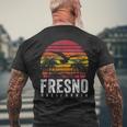 Fresno California Ca Vintage Retro Distressed Style Men's T-shirt Back Print Gifts for Old Men