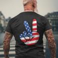 Funny 4Th Of July Peace Hand American Flag Patriotic Usa Mens Back Print T-shirt Gifts for Old Men