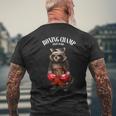 Funny Boxing Champion Raccoon Fighter Mens Back Print T-shirt Gifts for Old Men