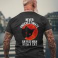 Funny Cat Lover Never Underestimate An Old Man With A Cat Mens Back Print T-shirt Gifts for Old Men