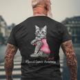 Cat Pink Ribbon In October We Wear Pink Breast Cancer Men's T-shirt Back Print Gifts for Old Men