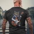 Cat Playing A Guitar Cats Lover Men's T-shirt Back Print Gifts for Old Men