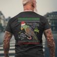 Christmas Tropical Parrot Ugly Christmas Sweater Men's T-shirt Back Print Gifts for Old Men