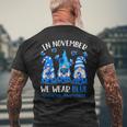 Cute Gnomes Wear Blue For Type1 Diabetes Awareness Men's T-shirt Back Print Gifts for Old Men