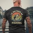 Fishing Bass Fish Dad I'd Rather Be Fishing Men's T-shirt Back Print Gifts for Old Men