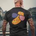 Funny Hot Dog Glasses 4Th Of July Usa Patriotic Hot Dog Flag Mens Back Print T-shirt Gifts for Old Men