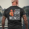 Funny Hot Dog Im Just Here For The Wieners 4Th Of July Mens Back Print T-shirt Gifts for Old Men