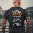 Funny Never Underestimate An Old Man On An E Bike Mens Back Print T-shirt Gifts for Old Men