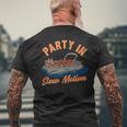 Funny Pontoon Boating Party In Slow Motion Boating Funny Gifts Mens Back Print T-shirt Gifts for Old Men