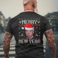 Santa Joe Biden Happy New Year Ugly Christmas Sweater Men's T-shirt Back Print Gifts for Old Men