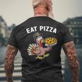 Thanksgiving Turkey Eat Pizza Vegan Thanksgiving Fun Men's T-shirt Back Print Gifts for Old Men