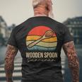 Funny Wooden Spoon Survivor Meme Vintage Retro Mens Back Print T-shirt Gifts for Old Men