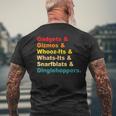 Gadgets & Gizmos & Whooz-Its & Whats-Its Vintage Quote Mens Back Print T-shirt Gifts for Old Men