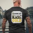 On Gameday Football We Wear Gold And Black Leopard Print Men's T-shirt Back Print Gifts for Old Men