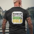 On Gameday Football We Wear Green And Gold Leopard Print Men's T-shirt Back Print Gifts for Old Men