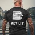 Get Lit Book Funny Book Lover Meme Reading Books Bookworm Reading Funny Designs Funny Gifts Mens Back Print T-shirt Gifts for Old Men