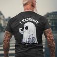 Ghost I Exorcise Funny Gym Exercise Workout Spooky Halloween Mens Back Print T-shirt Gifts for Old Men