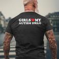Girls Love My Autism Swag Funny Autistic Boy Gifts Awareness Mens Back Print T-shirt Gifts for Old Men