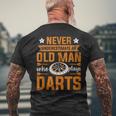 Grandpa Never Underestimate An Old Man Who Plays Darts Men's T-shirt Back Print Gifts for Old Men